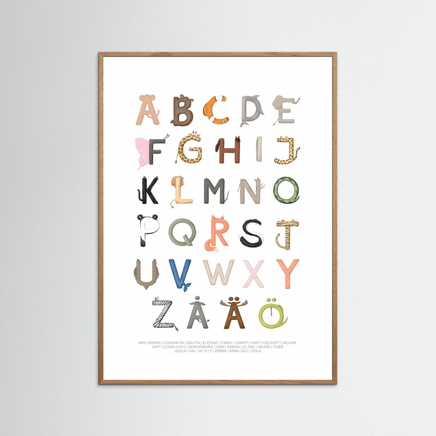 Poster: Djurbokstäver (Swedish) by Aminah Eleonora