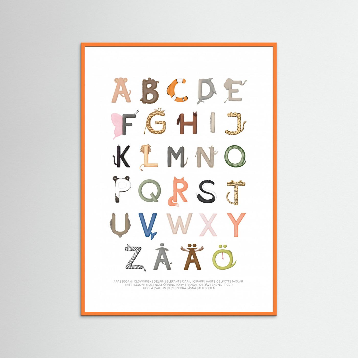 Poster: Djurbokstäver (Swedish) by Aminah Eleonora