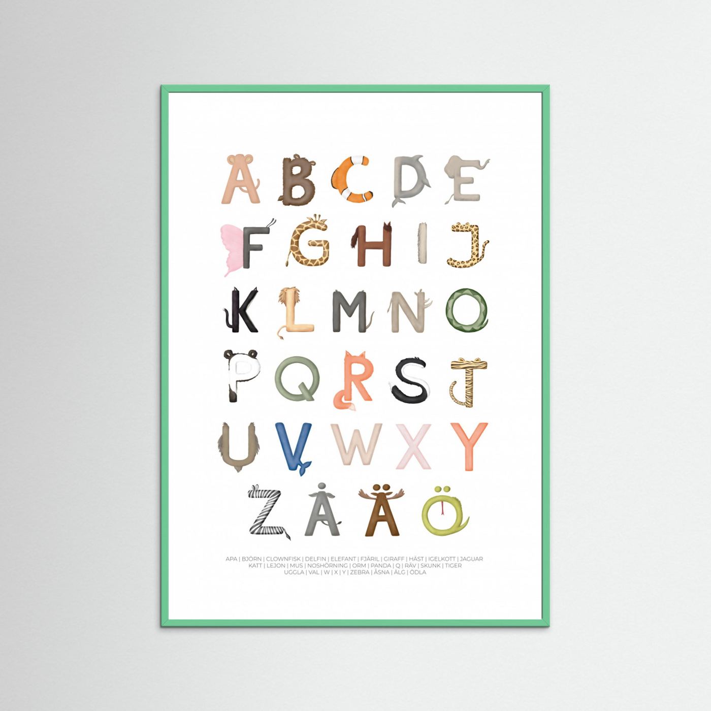Poster: Djurbokstäver (Swedish) by Aminah Eleonora