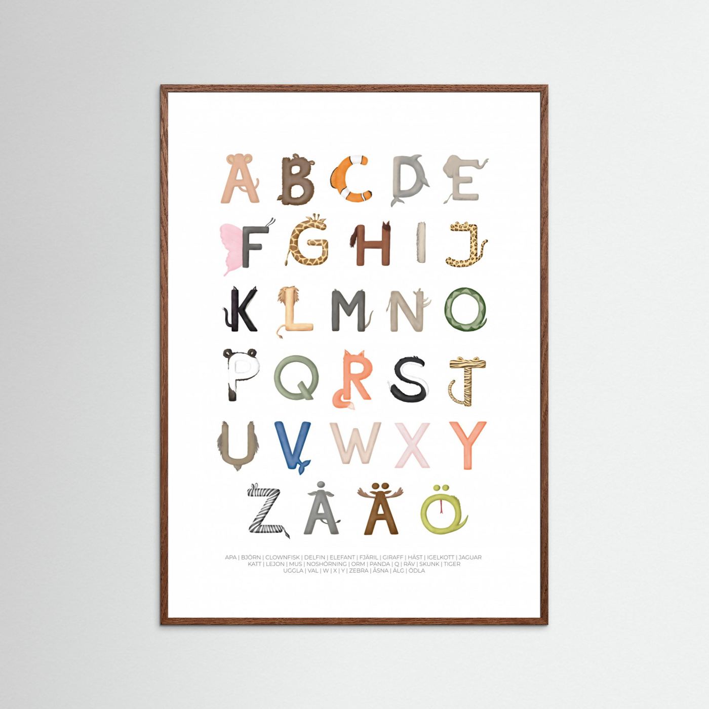Poster: Djurbokstäver (Swedish) by Aminah Eleonora