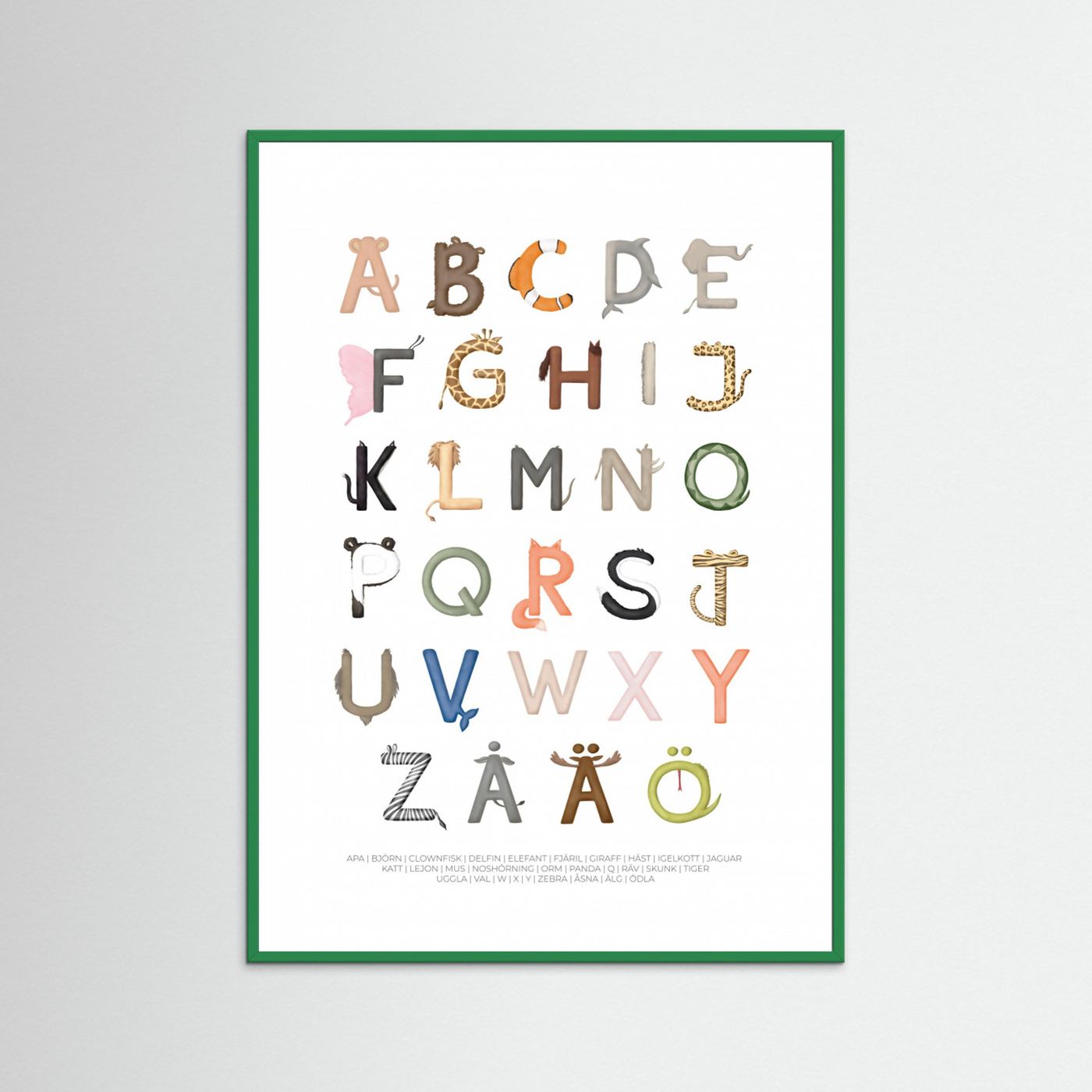 Poster: Djurbokstäver (Swedish) by Aminah Eleonora
