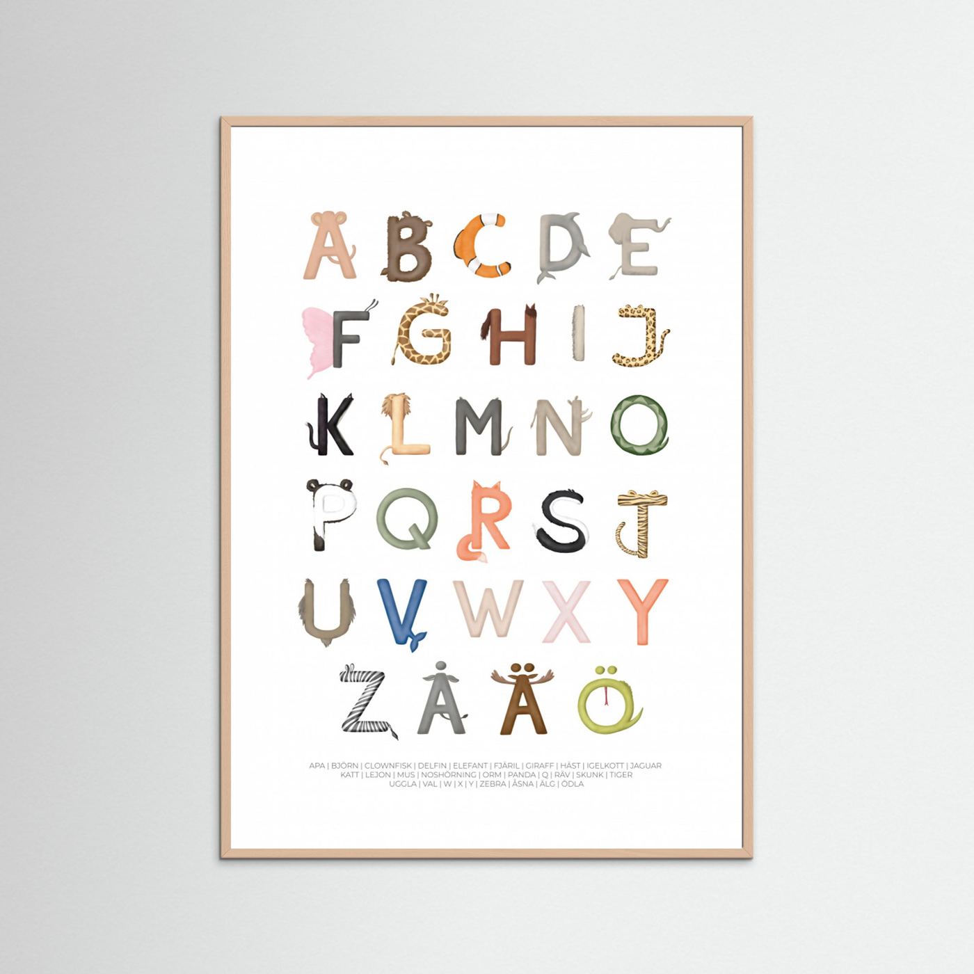 Poster: Djurbokstäver (Swedish) by Aminah Eleonora