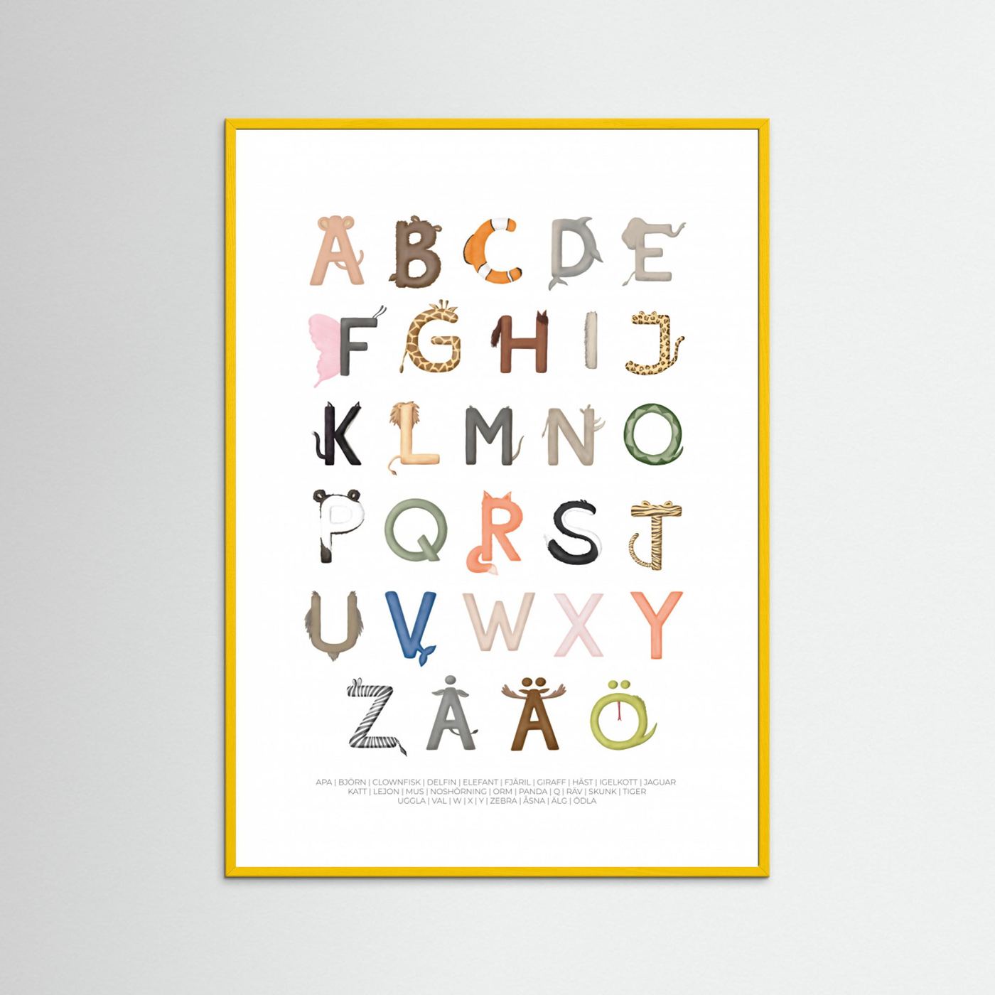 Poster: Djurbokstäver (Swedish) by Aminah Eleonora