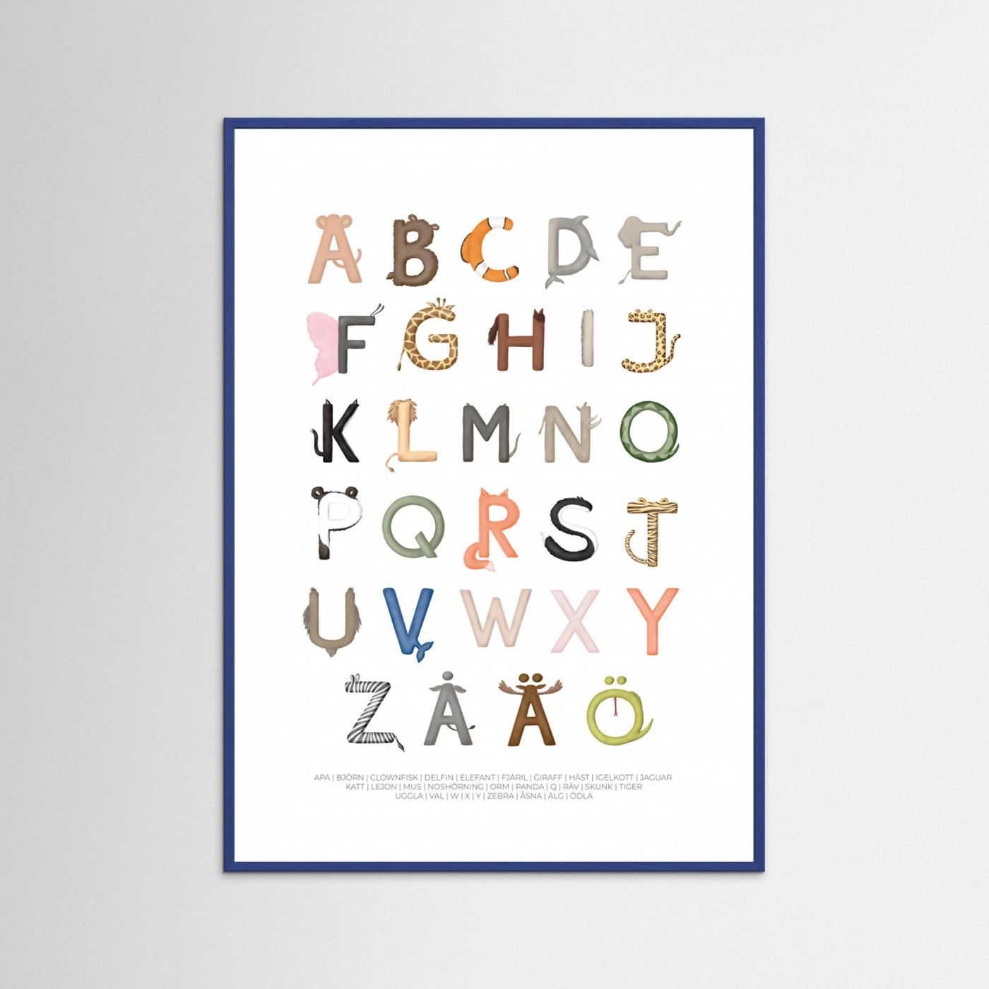 Poster: Djurbokstäver (Swedish) by Aminah Eleonora