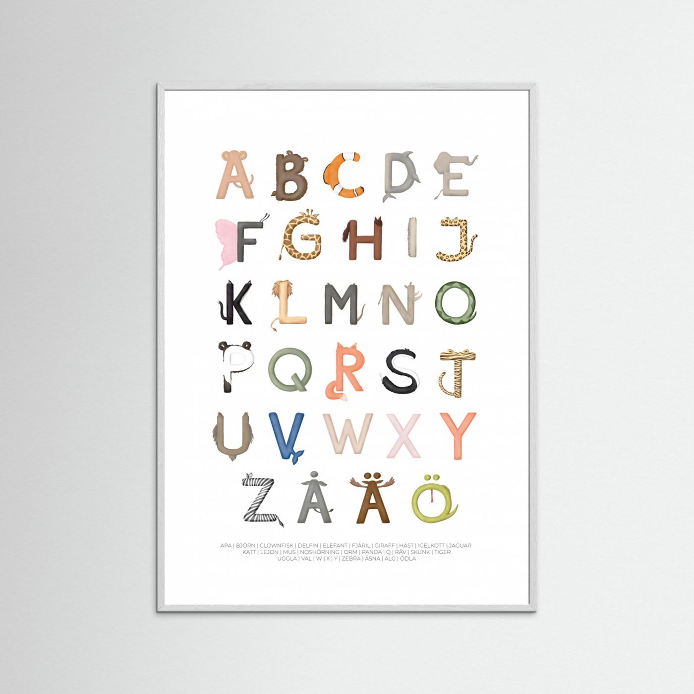 Poster: Djurbokstäver (Swedish) by Aminah Eleonora