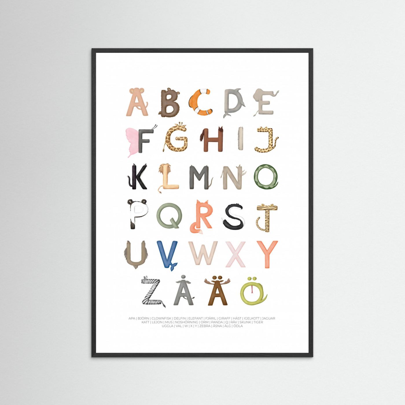 Poster: Djurbokstäver (Swedish) by Aminah Eleonora