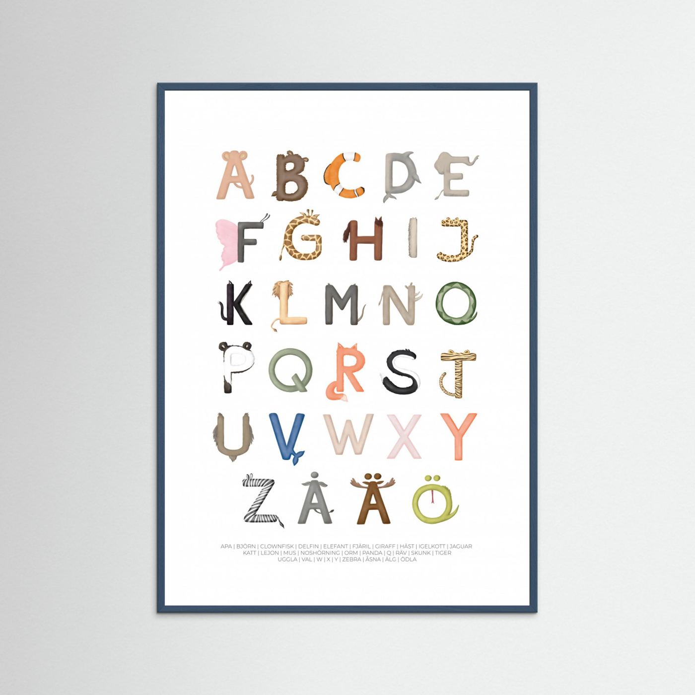 Poster: Djurbokstäver (Swedish) by Aminah Eleonora