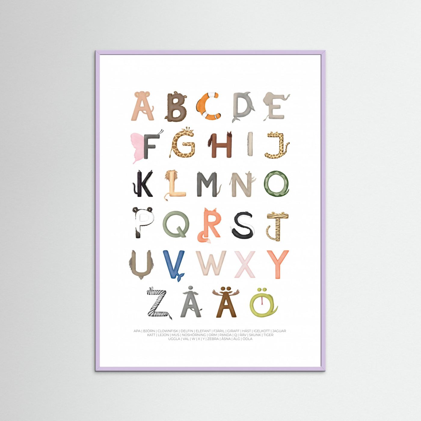 Poster: Djurbokstäver (Swedish) by Aminah Eleonora